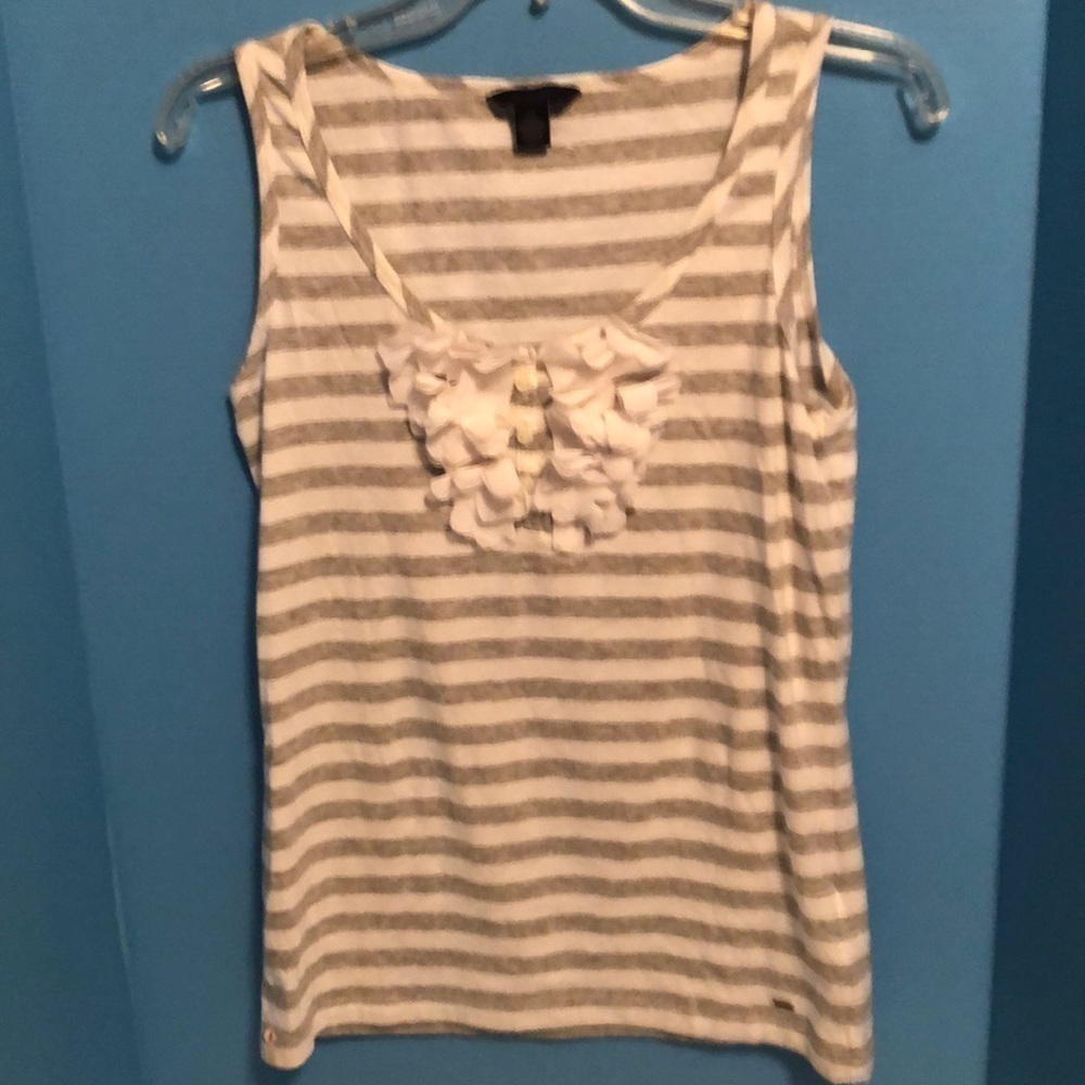 Tommy Hilfiger top. Gray/white stripe.size small